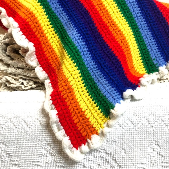 Handmade with ❤️ Crochet Rainbow Blanket OS - Picture 2 of 4
